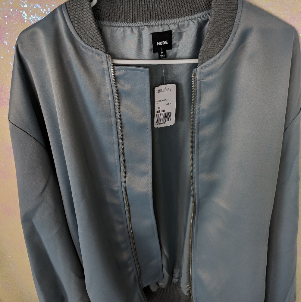 Ice blue bomber jacket oversized